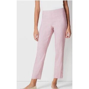 J Jill Linen Pants Size MP Medium Petite Pink Stretch Button Hem Ankle Side Zip
